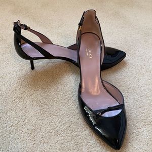 Gucci Beverly Bow kitten heels black patent!